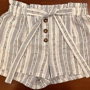Sienna Sky - High Waisted Paperbag Striped Short, Size L